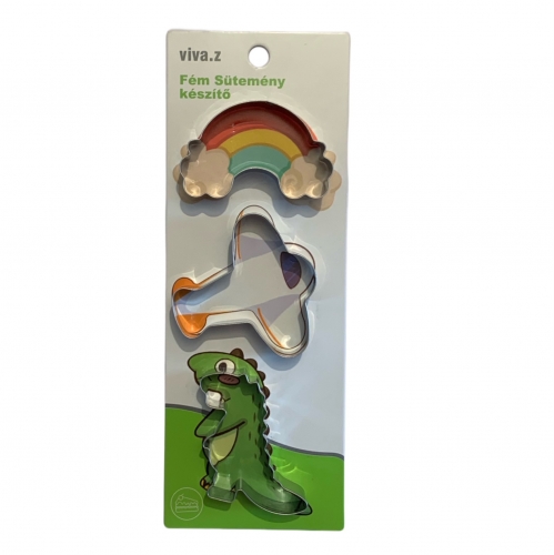 3 DB FÉM SÜTEMÉNYKISZÚRÓ - SZIVÁRVÁNY, REPÜLŐ, DÍNÓ