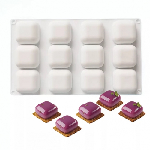 SZILIKON FORMA - 12 DOMBORÍTOTT NÉGYZET