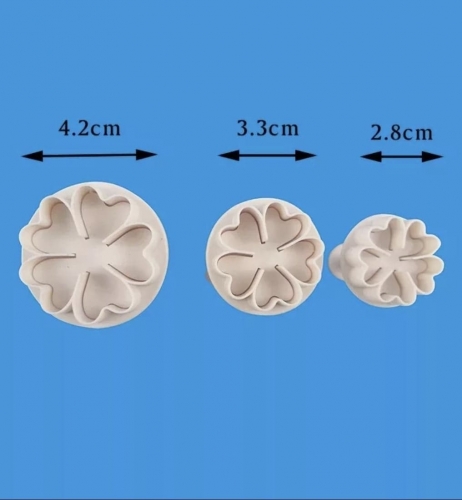 3 DB FONDANT KISZÚRÓ SZETT - SZÍV SZIRMÚ VIRÁG