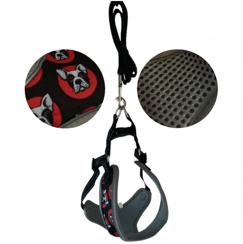 LÉGÁTERESZTŐ KUTYAHÁM -M- fekete-piros-dog fej mintás